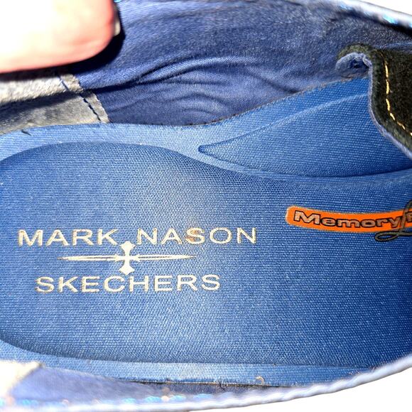 Skechers Mark Nason 12 Blue Memory Foam Men's Causal Tennis Sneaker Shoes Ties - Picture 4 of 8